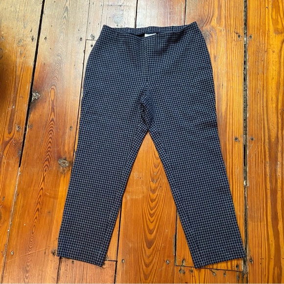 J. Jill Pants - J. Jill Ponte Knit Slim Leg Black Gingham Plaid Stretchy Pull On Pants Size MP